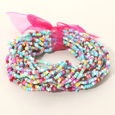 Fashnzfab 25pcs - Seed Beaded Stretch Bracelets In Multi