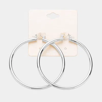 Fashnzfab 2.7" White Gold Dipped Aluminum Pin Catch Hoop Earrings