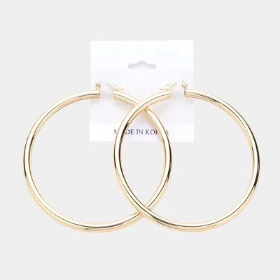 Fashnzfab 2.75" Metal Pin Catch Hoop Earrings In Silver