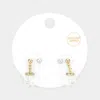 Fashnzfab 2pairs - 14k Gold Dipped Pearl Stud Square Dangle Earrings In Multi