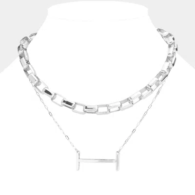 Fashnzfab 2pcs - Abstract Metal Pendant Link Necklaces In Multi