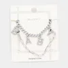 Fashnzfab 2pcs - Baby Rhinestone Embellished Metal Chain Bracelets In Multi