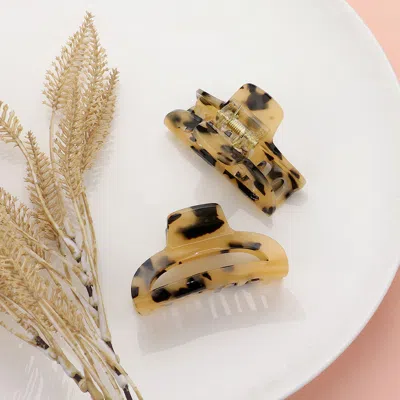 Fashnzfab 2pcs - Celluloid Acetate Small Hair Claw Clips In Multi