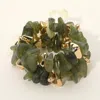 Fashnzfab 2pcs - Chunky Marbled Resin Metal Beaded Stretch Multi Layered Bracelets In Green