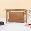 Fashnzfab 2pcs - Double Layer Makeup Pouch Bags In Brown
