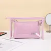 Fashnzfab 2pcs - Double Layer Makeup Pouch Bags In Purple