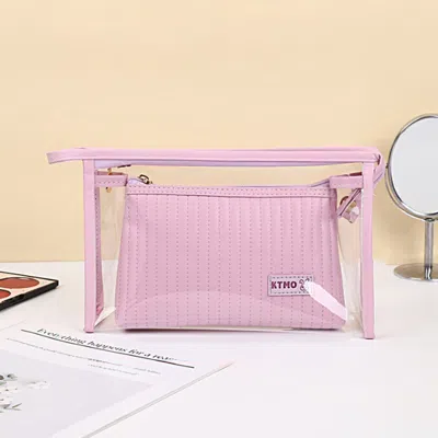 Fashnzfab 2pcs - Double Layer Makeup Pouch Bags In Purple