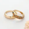 Fashnzfab 2pcs - Enamel Cheetah Patterned Metal Band Mixed Rings - Tan In Gold