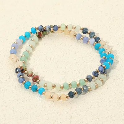 Fashnzfab 2pcs - Faceted Beaded Stretch Multi Layered Bracelets