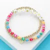 Fashnzfab 2pcs - Signature Message Metal Ball Heishi Beaded Stretch Multi Layered Bracelets In Multi