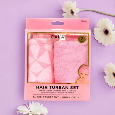 Fashnzfab 2pcs - Geometric Patterned Hair Turban Set In Pink