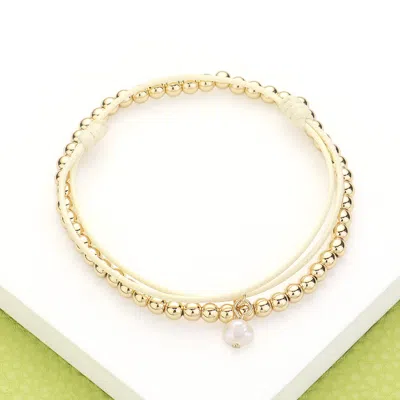 Fashnzfab 2pcs - Heishi Faceted Beaded Stretch Bracelets In Multi