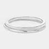 Fashnzfab 2pcs - Metal Double Layered Bangle Bracelets In Multi