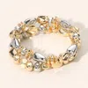 Fashnzfab 2pcs - Metal Pebble Beaded Stretch Multi Layered Bracelets In Multi