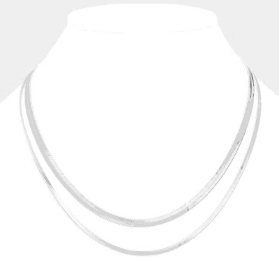 Fashnzfab 2pcs - Metal Snake Chain Necklaces In White