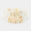 Fashnzfab 2pcs - Mini Mama Message Faux Leather Button Snap Bracelets Set Gold, White In Multi