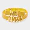 Fashnzfab 2pcs - Mini Mama Message Faux Leather Button Snap Bracelets Set Gold, Yellow In Multi