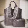 Fashnzfab 2pcs - Reversible Metallic Tote And Pouch Bags In Gold