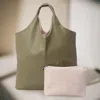 Fashnzfab 2pcs - Reversible Metallic Tote And Pouch Bags In Green