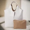 Fashnzfab 2pcs - Reversible Metallic Tote And Pouch Bags In White