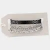 Fashnzfab 2pcs - Snake Skin Magnetic And Metal Chain Layered Bracelets In Multi