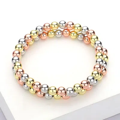 Fashnzfab 2pcs - Stainless Steel Ball Stretch Multi Layered Bracelets