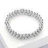 Fashnzfab 2pcs - Stainless Steel Ball Stretch Multi Layered Bracelets In Silver