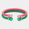 Fashnzfab 2pcs - Stone Paved Pearl Pointed Tip Double Cuff Bracelets In Multi