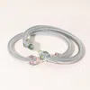 Fashnzfab 2pcs - Stone Tip Twisted Cuff Bracelet Green, Pink, Pink & Green, Rhodium In Silver