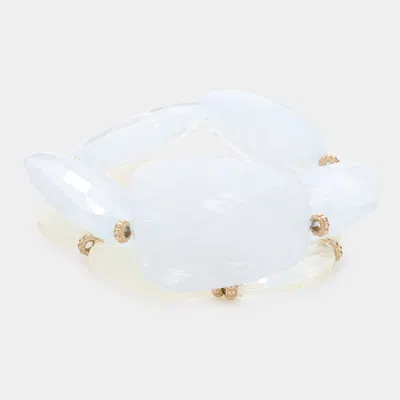 Fashnzfab 3pcs - Tiered Resin Pebble Beaded Stretch Bracelets In Multi