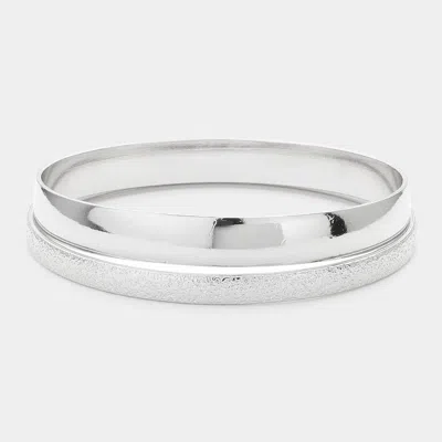 Fashnzfab 2pcs - Metal Double Layered Bangle Bracelets In Silver