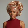 Fashnzfab 2pcs - Metallic Structured Headwrap Statement Turban In Multi