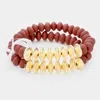 Fashnzfab 2pcs Wood Bead Stretchable Bracelets In Multi