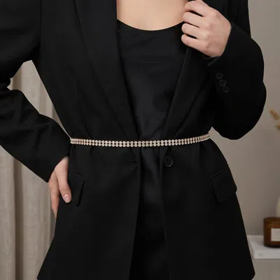 Fashnzfab 2-row Rhinestone Waist Chain Belt In Gold