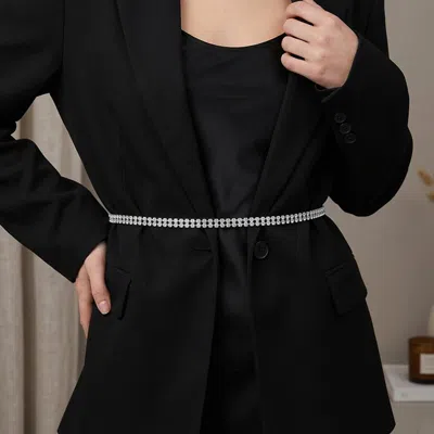 Fashnzfab 2-row Rhinestone Waist Chain Belt In Metallic