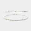 Fashnzfab 2row Split Layer Rhinestone Pave Cuff Evening Bracelet Ab, Silver In Multi