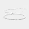 Fashnzfab 2row Split Layer Rhinestone Pave Cuff Evening Bracelet Clear, Silver In Multi