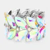 Fashnzfab 2rows Marquise Stone Cluster Stretch Evening Bracelet Ab, Silver In Multi