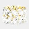 Fashnzfab 2rows Marquise Stone Cluster Stretch Evening Bracelet Clear, Gold In Multi