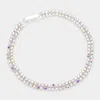 Fashnzfab 2rows Rhinestone Evening Bracelet Ab, Silver In Multi