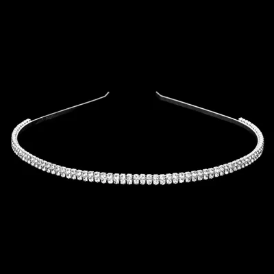 Fashnzfab 2rows Rhinestone Headband In Silver