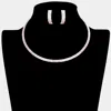 Fashnzfab 2rows Rhinestone Pave Choker Necklace In Multi