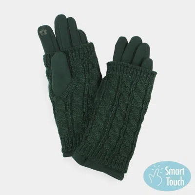 Fashnzfab 3 In 1 - Cable Knit Touch Smart Gloves In Green