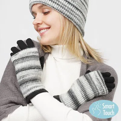 Fashnzfab 3 In 1 Multi Colored Touch Smart Gloves In Gray