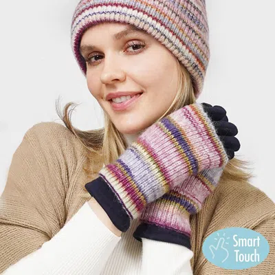 Fashnzfab 3 In 1 Multi Colored Touch Smart Gloves In Blue