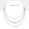 Fashnzfab 3 Row Chain Link Metal Bib Necklace In Multi