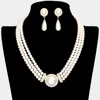 Fashnzfab 3 Row Pearl Necklace In Gold