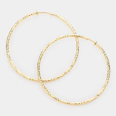 Fashnzfab 3 Inch Metal Hoop Clip On Earrings In Gold