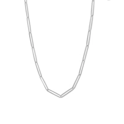 Fashnzfab 30" Elongated Paperclip Chain Necklace In Metallic