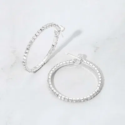 Fashnzfab 30mm Rhinestone Paved Hoop Earrings In Multi